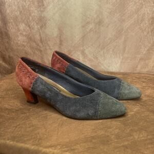 The Leather Collection Vintage Patchwork Suede Pumps Multicolor Heel Women's 7.5